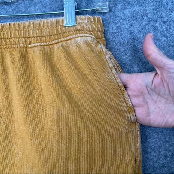 THREE BIRD NEST Mustard Yellow Cotton Wide Leg Cropped Sweatpants Size Large - Picture 5 of 11